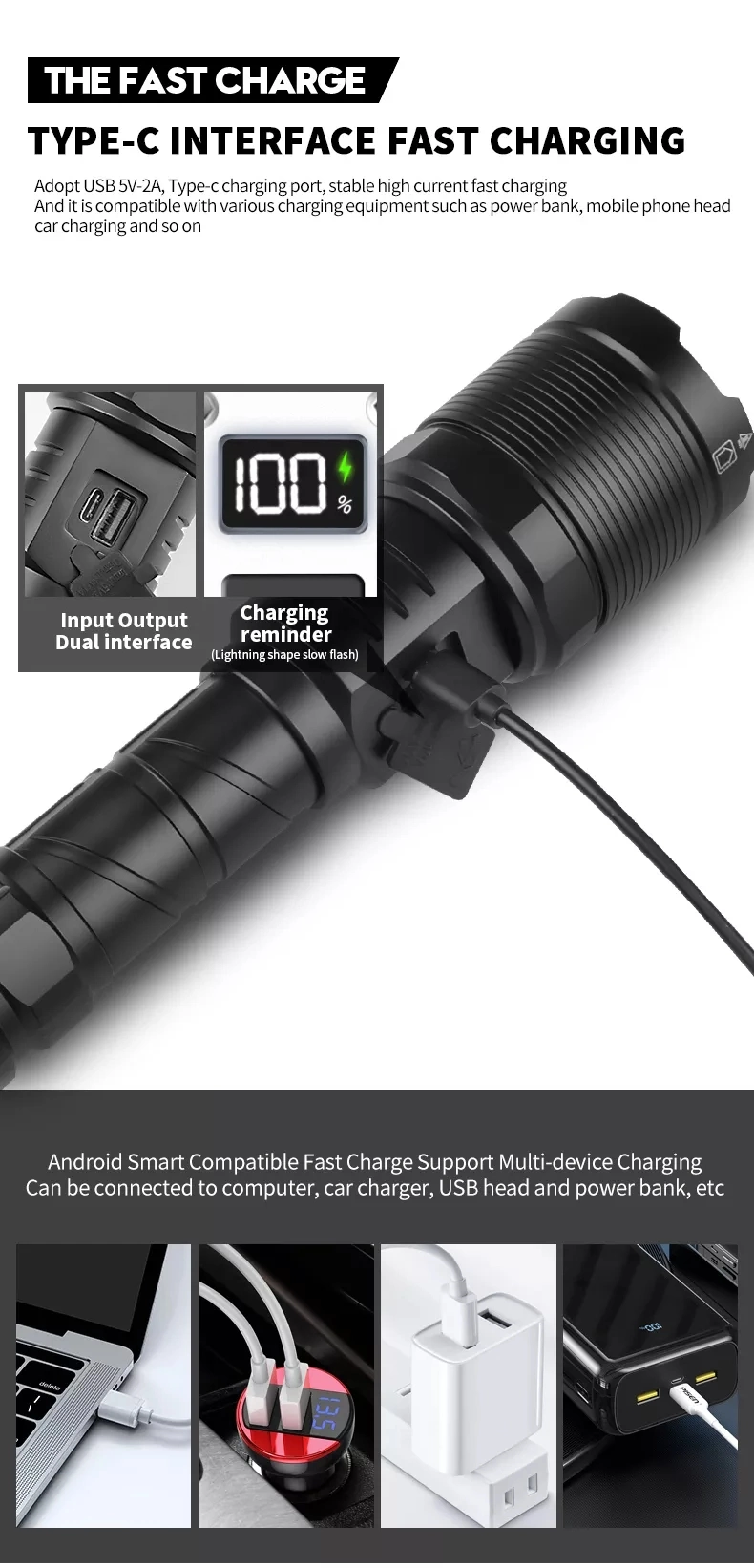 30W Rechargeable Flashlight 1500m Bright 1800 Lumens Xhp70 Powerful USB Tactical LED Flashlight Waterproof Torch Light