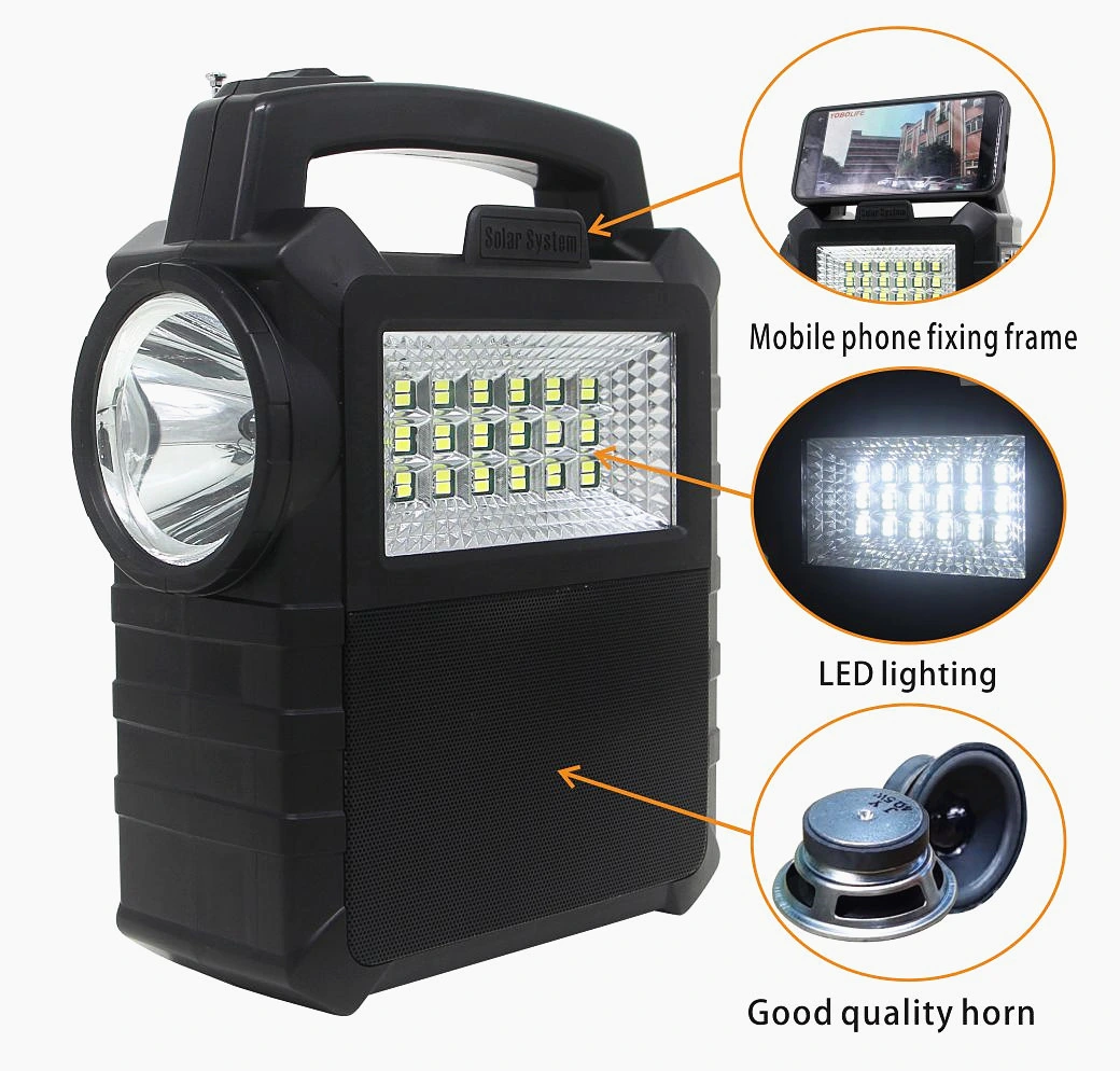 Solar Camping LED Light with USB Mobile Phone Charger FM Radio MP3 Bluetooth Music for Africa Kenya Marketing