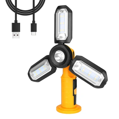 Brightenlux 2022 Novo design de alta luminosidade dobrável magnético USB recarregável luz de trabalho LED com função de banco de potência