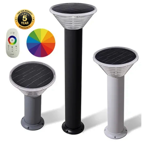 Ik10 RGB Solar Bollard Light CCT Mutável Branco Quente/Frio Luzes Solares de Passagem