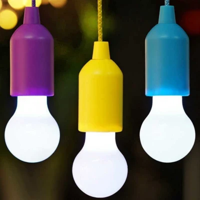 Lâmpadas de LED com cordão colorido Luz de acampamento para decoração de jardim