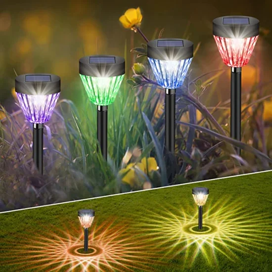 2023 nova decoração abs recarregável iluminação de paisagem movida a energia solar rgb lâmpada de jardim solar led diamante estaca luz ao ar livre ip65 à prova dwaterproof água luz solar caminho