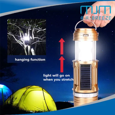 Lâmpada LED com zoom de alta qualidade com energia solar/CC para acampamento e pesca ao ar livre