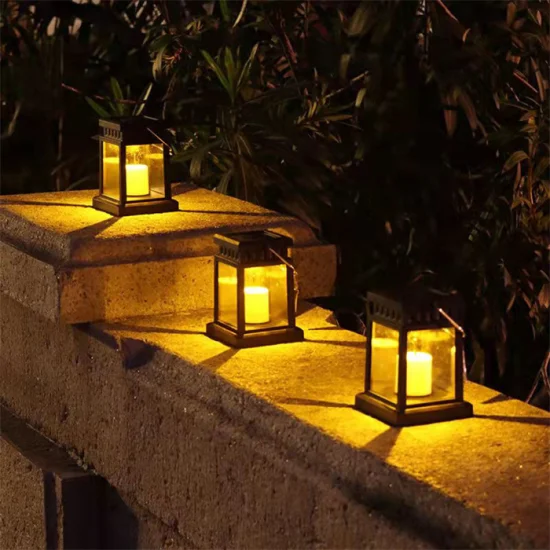 Lanternas LED decorativas de metal penduradas para acampamento ao ar livre movidas a energia solar