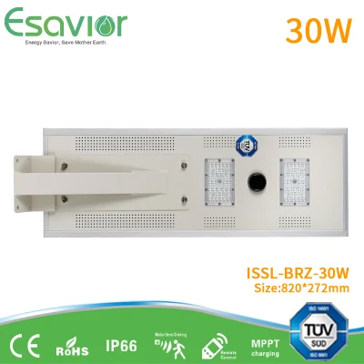 Esavior 30W alimentado por energia solar integrado tudo em um luz LED solar para rua/caminho/jardim sensor de movimento luz externa economizadora de energia